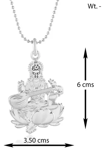 Brass goddess saraswati hindu temple spiritual jewellery pendant