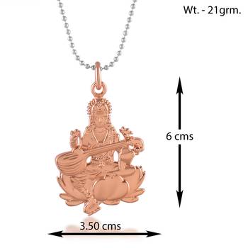 Brass goddess saraswati hindu temple spiritual jewellery pendant 2