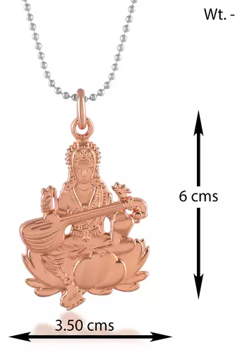 Brass goddess saraswati hindu temple spiritual jewellery pendant