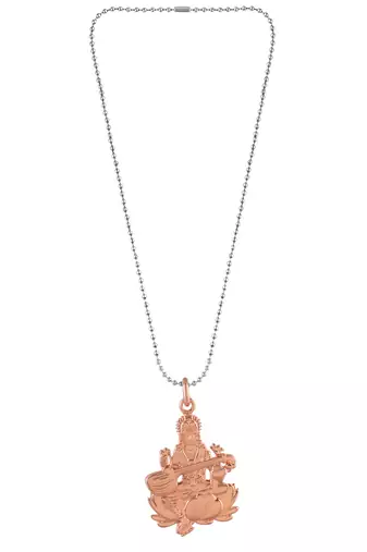 Brass goddess saraswati hindu temple spiritual jewellery pendant