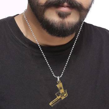 Bronze metal miniature gun shape pendant for men boys 3
