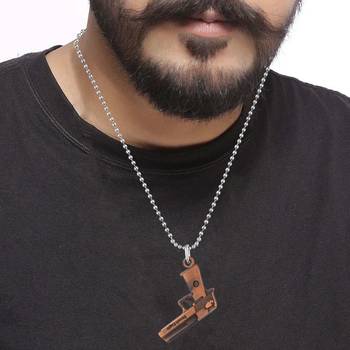 Antique finish copper miniature gun shape pendant for men boys 2