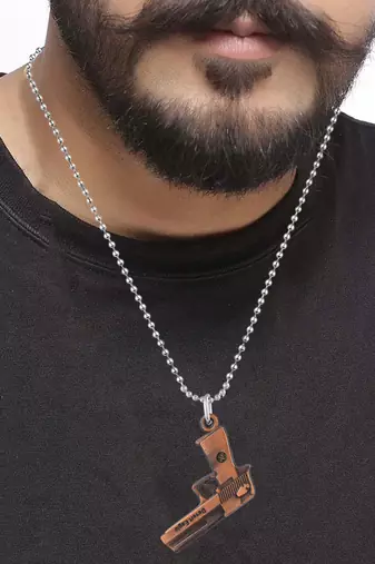 Antique finish copper miniature gun shape pendant for men boys