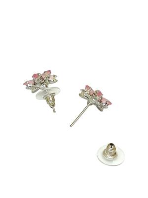 Silver plated ad studded flower design necklace set 5
