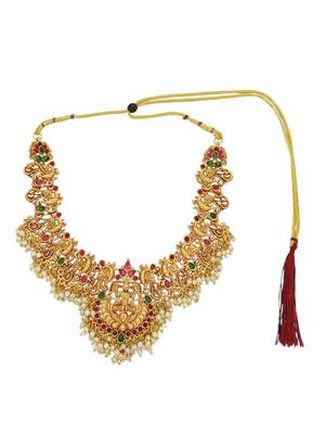 Gold plated peacock temple design necklace set 3
