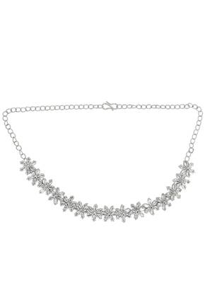 Silver plated  cz floral design necklace set 3