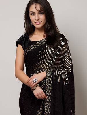 Gold style georgette saree 2
