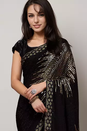 Gold style georgette saree