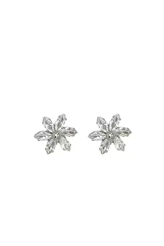 Silver plated  cz floral design necklace set