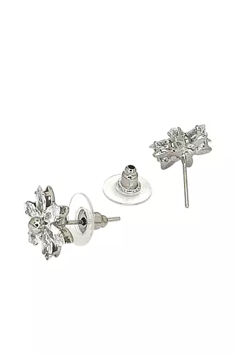 Silver plated  cz floral design necklace set