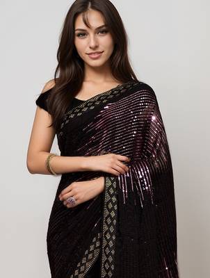 Onion style georgette saree 2