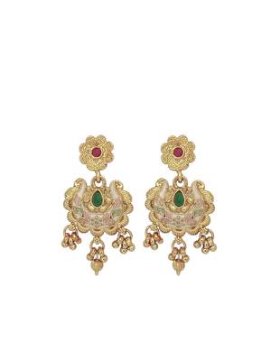 Gold plated meenakari seed beads long necklace set 4