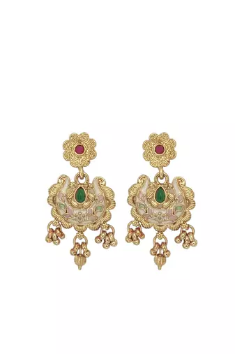 Gold plated meenakari seed beads long necklace set