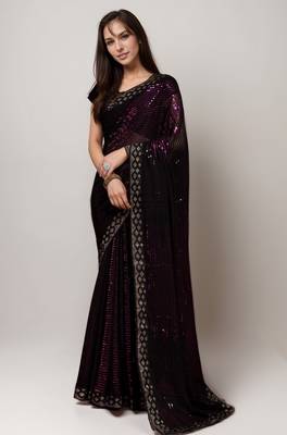 Pink style georgette saree 1