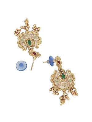 Gold plated meenakari seed beads long necklace set 5