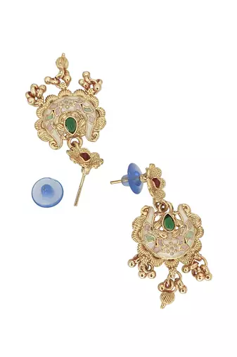 Gold plated meenakari seed beads long necklace set