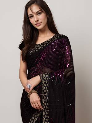 Pink style georgette saree 2