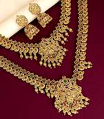 Gold plated south indian combo jewellery set