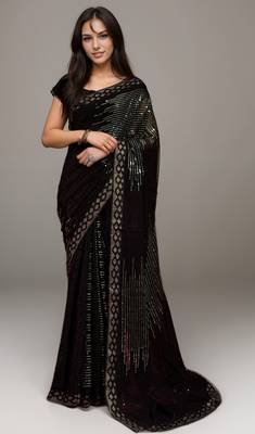 Pista style georgette saree 1