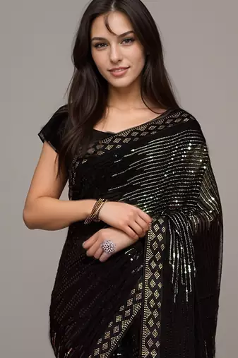 Pista style georgette saree