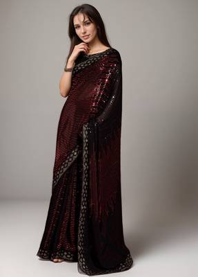 Red style georgette saree 1