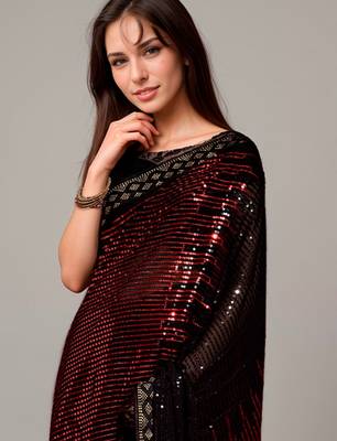 Red style georgette saree 2
