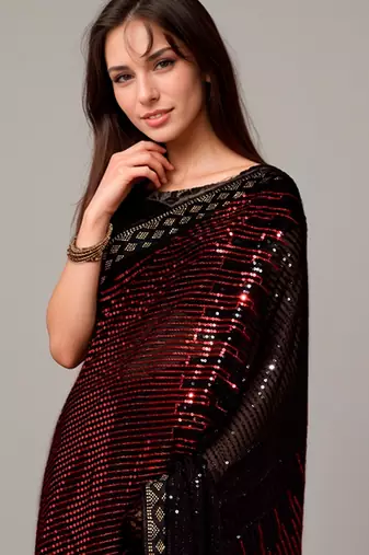 Red style georgette saree