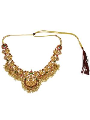 Gold plated temple dancing peacock south indian combo jewellery set 4