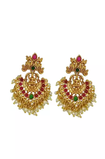 Gold plated temple dancing peacock south indian combo jewellery set