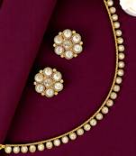 Gold plated white cubic zircon studded necklace set