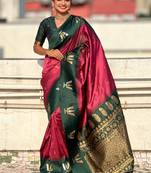 burgundy balaji tilak woven soft silk blend saree