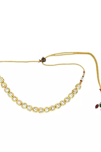 Gold plated kundan studded elegant necklace set