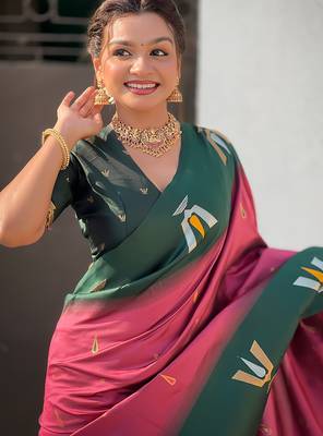 burgundy balaji tilak woven soft silk blend saree 3