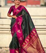 green balaji tilak woven soft silk blend saree