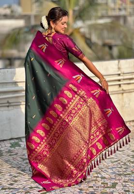 green balaji tilak woven soft silk blend saree 2