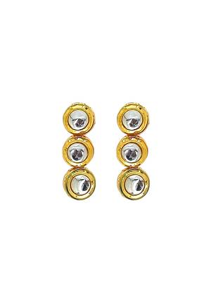 Gold plated round kundan studded necklace set 4