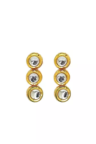 Gold plated round kundan studded necklace set