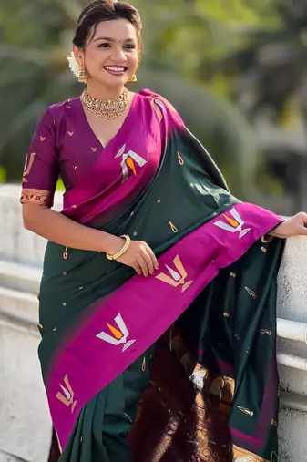 green balaji tilak woven soft silk blend saree