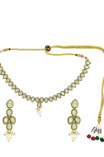 Gold plated pear shape reverse ad necklace set