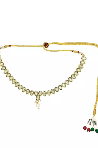 Gold plated pear shape reverse ad necklace set