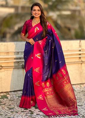 blue balaji tilak woven soft silk blend saree 1