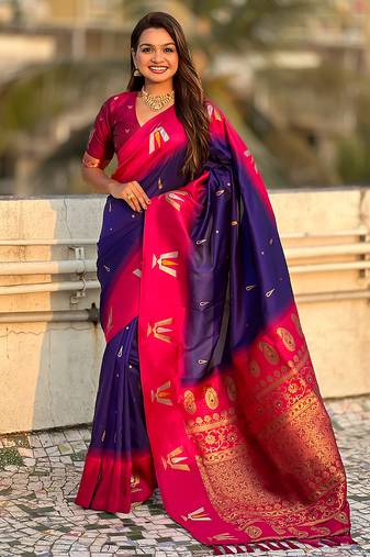 blue balaji tilak woven soft silk blend saree