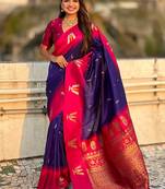 blue balaji tilak woven soft silk blend saree