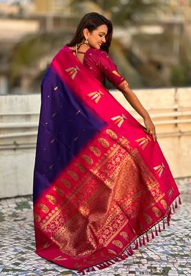 blue balaji tilak woven soft silk blend saree 2