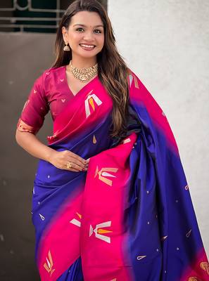 blue balaji tilak woven soft silk blend saree 3