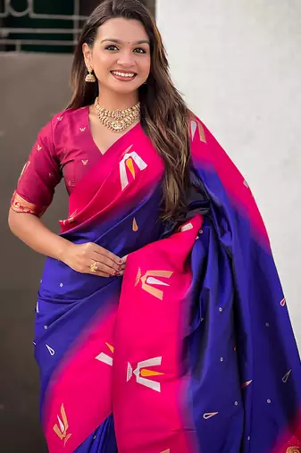 blue balaji tilak woven soft silk blend saree