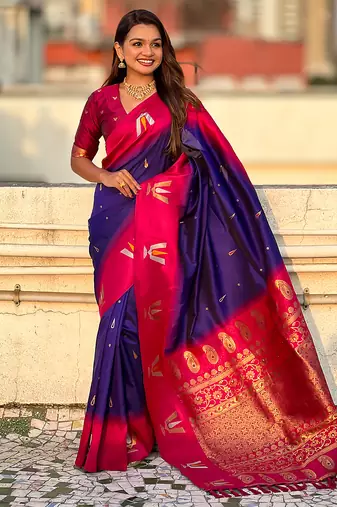 blue balaji tilak woven soft silk blend saree