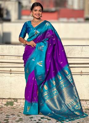 lavender balaji tilak woven soft silk blend saree 1