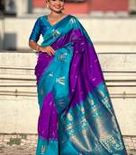 lavender balaji tilak woven soft silk blend saree