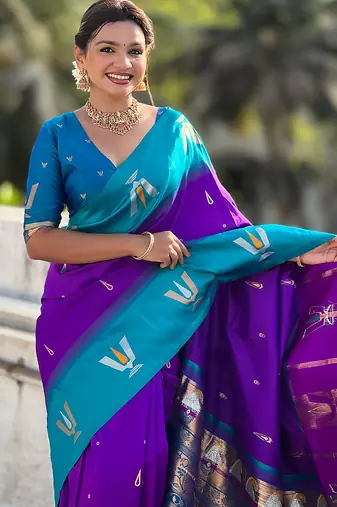 lavender balaji tilak woven soft silk blend saree